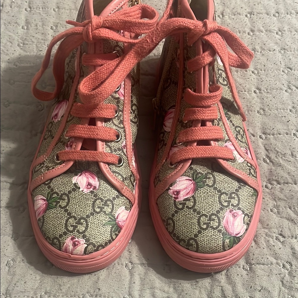 Gucci Pink Floral Kids Sneakers